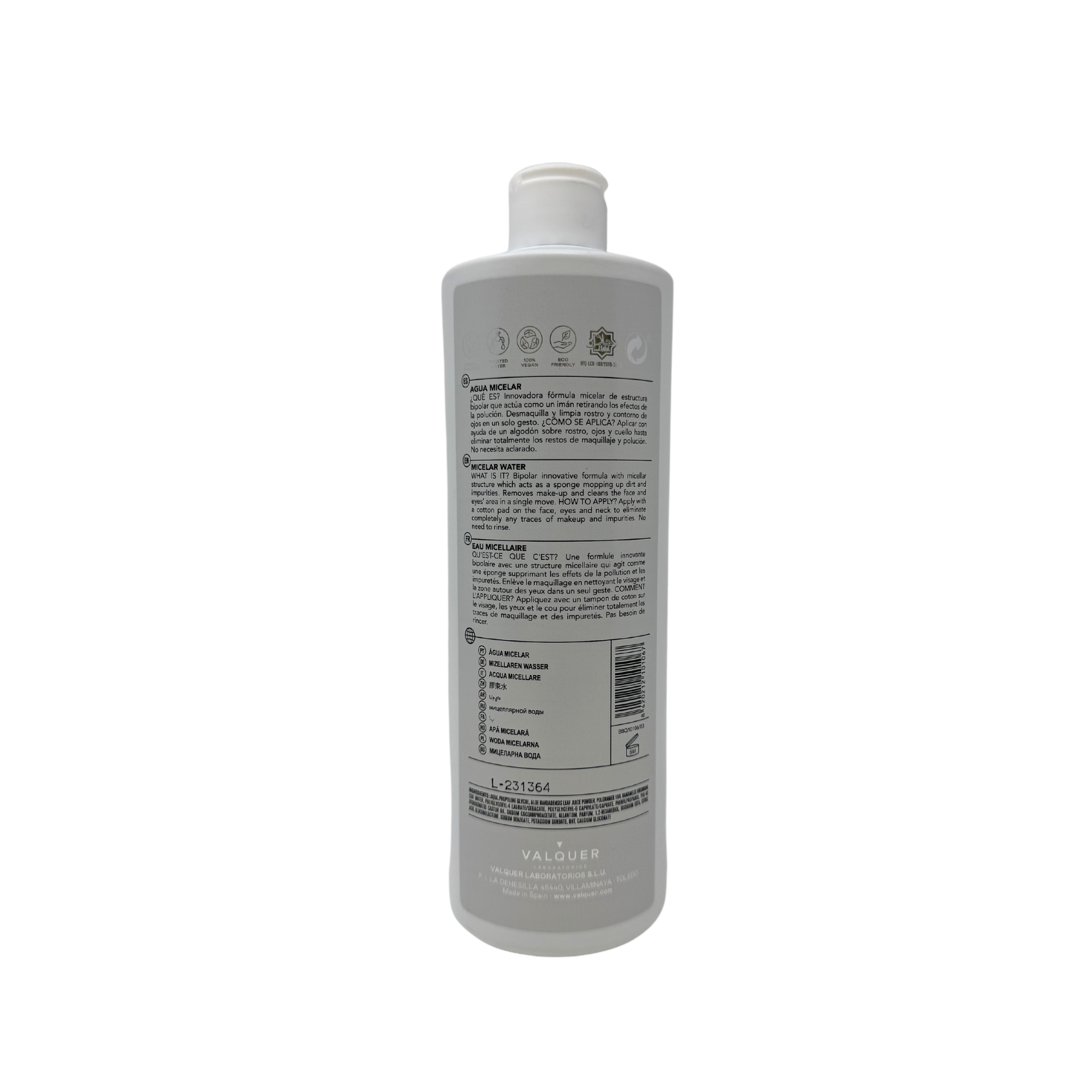 Eau micellaire bipolaire - Nettoyant, hydratation et douceur du visage - 500 ml