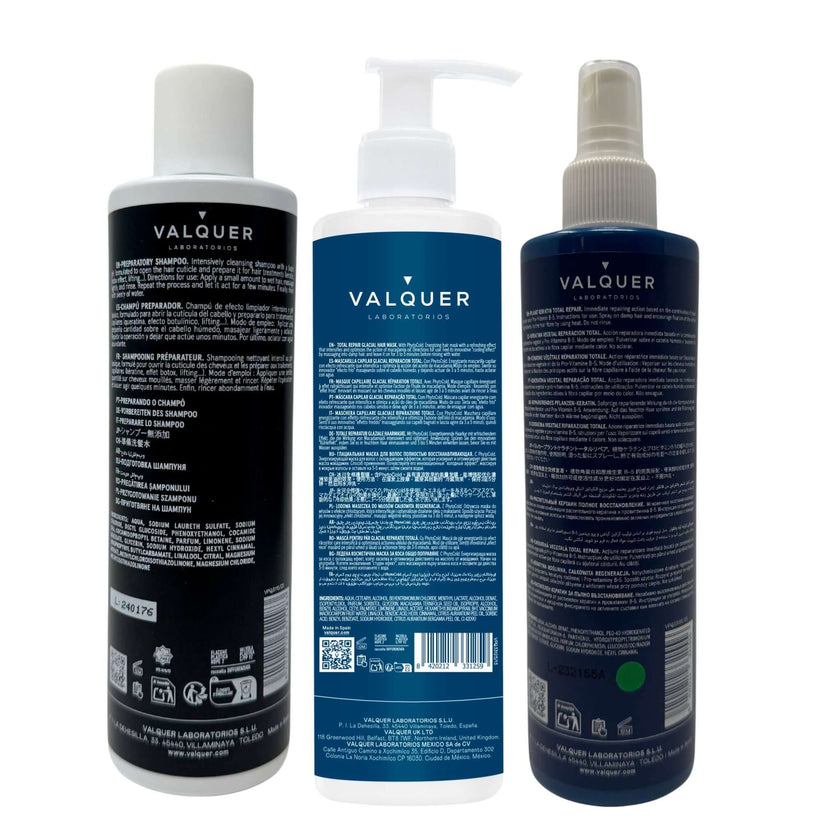 Cold Keratin Pack: Preparatory Shampoo + Keratin + Ice Hair Mask Total Repair - 900 ml