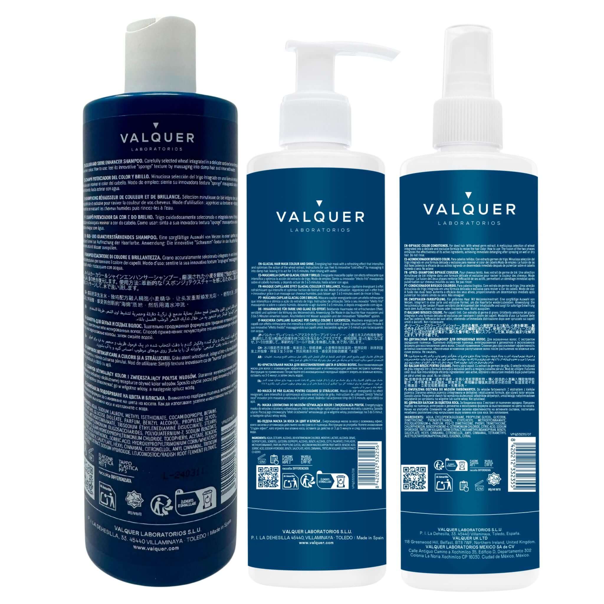 Color and Shine Enhancer Pack for Colored Hair - Shampoo, Mask and Bi-Phase Conditioner - 1000 ml