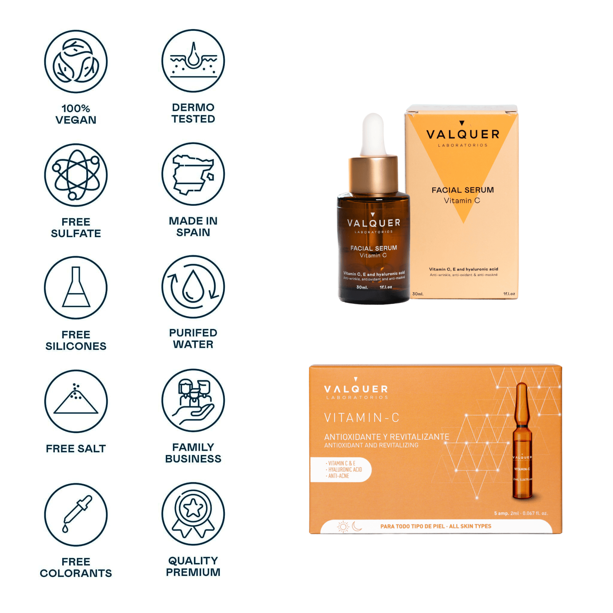 Facial Pack Vitamin C and Hyaluronic Acid - Serum 30 ml and Ampoules 5 x 2 ml