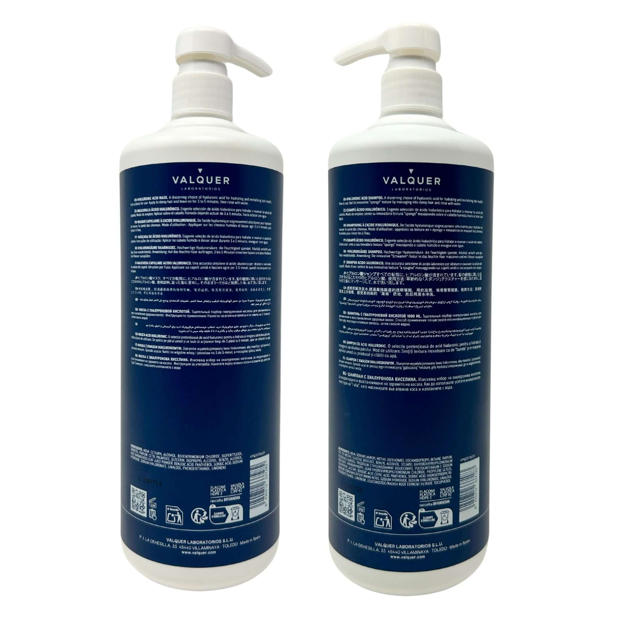 Pack Acide Hyaluronique - Shampoing et Masque Capillaire - 1000 ml + 975 ml
