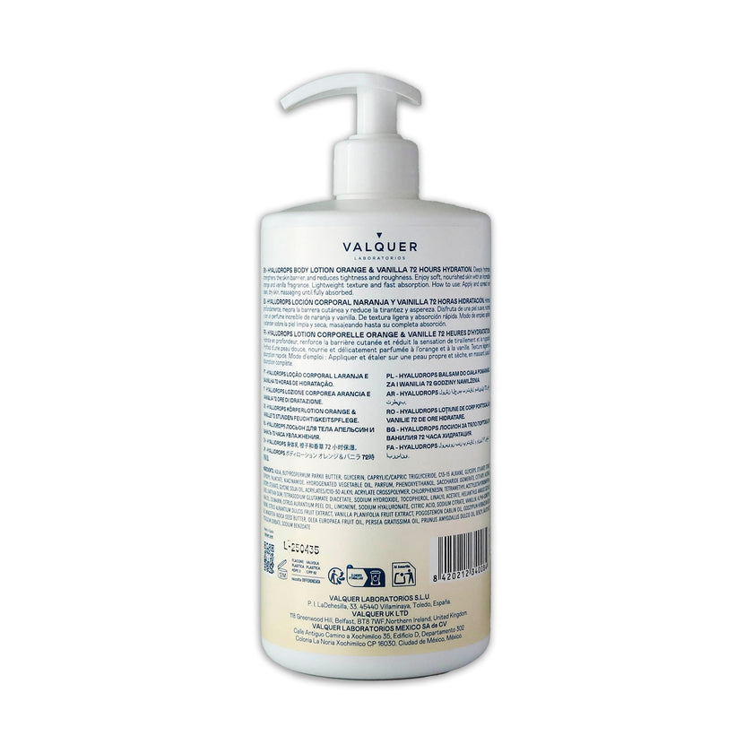 Lait Corps Hyaludrops Orange et Vanille – Hydratation 72H – 700 ml