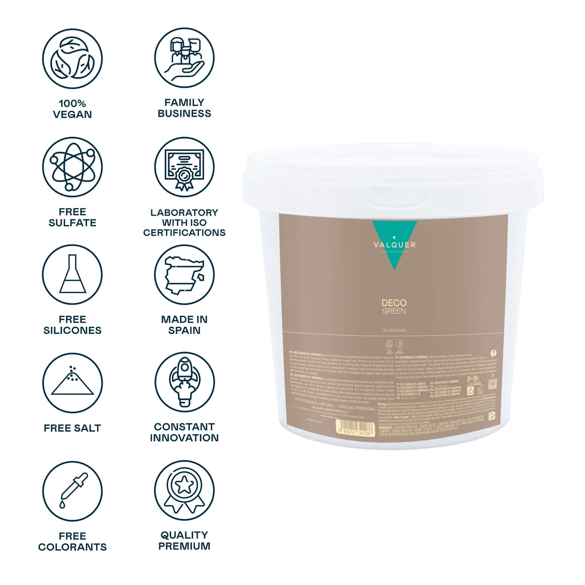 Poudre Décolorante SANS ammoniaque - Poudres Decogreen 0% - 1000 g