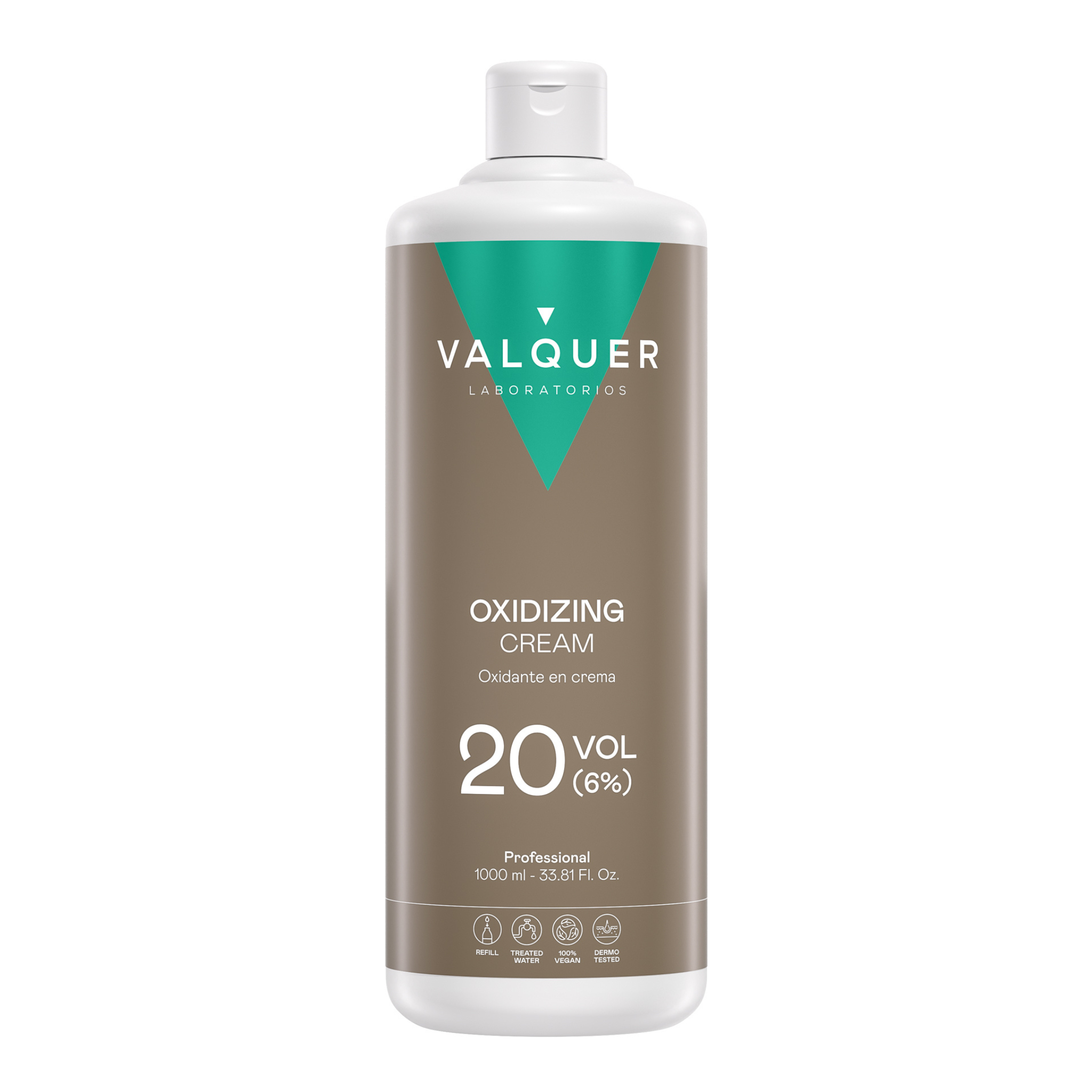 VALQUER 20 Volume (6%) Hydrogen Peroxide Cream - Oxidizer For Permanent Hair Color & Bleaching, Vegan, 1L Professional Size