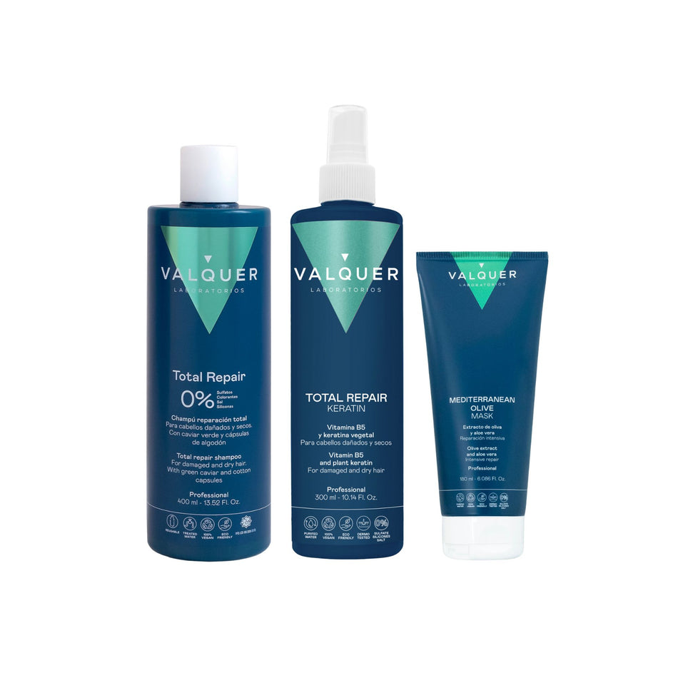Pack Reparador Capilar – Champú Reparador, Mascarilla de Oliva y Keratina Vegana