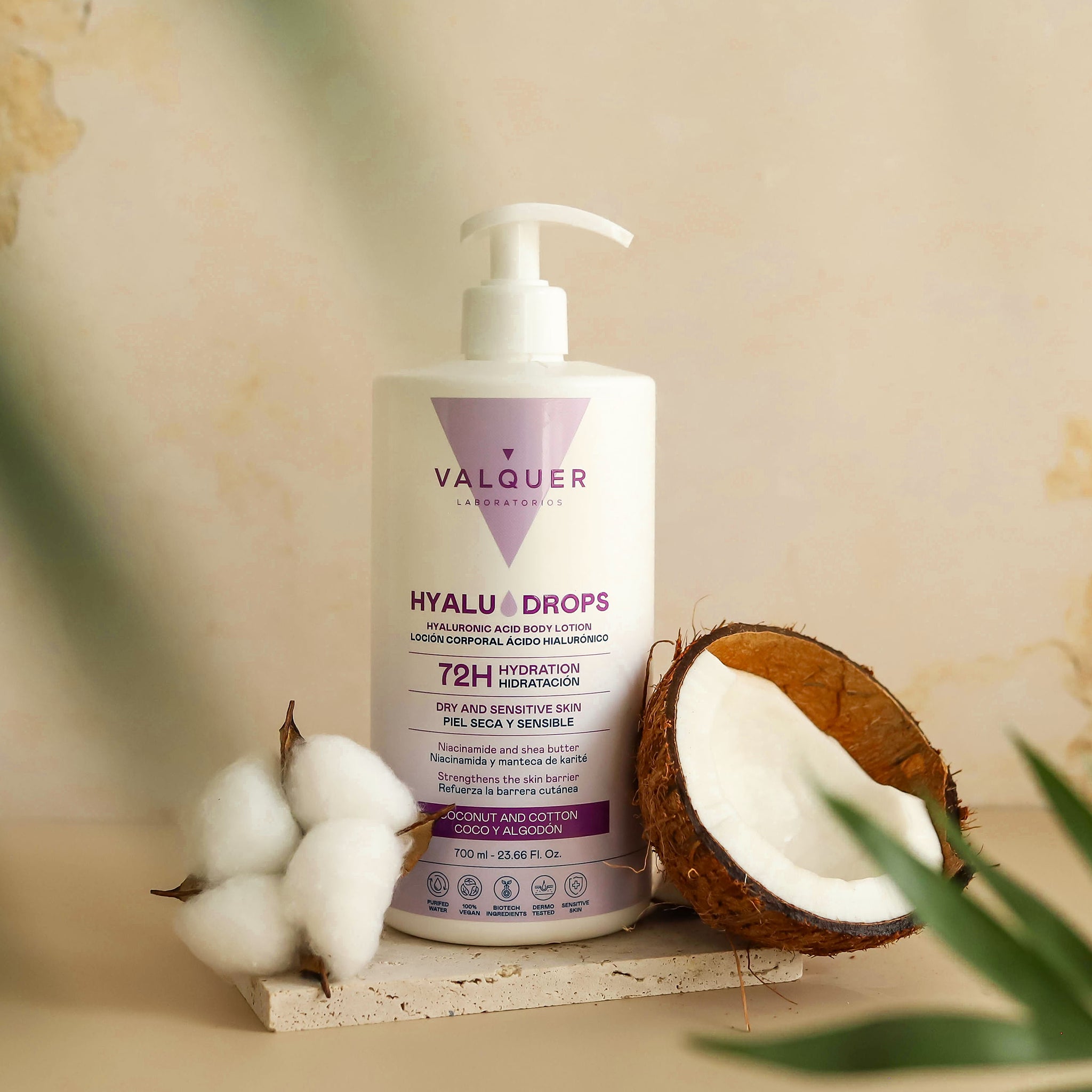 Hyaludrops Loción Corporal Coco y Algodón – Hidratación 72H - 700 ml