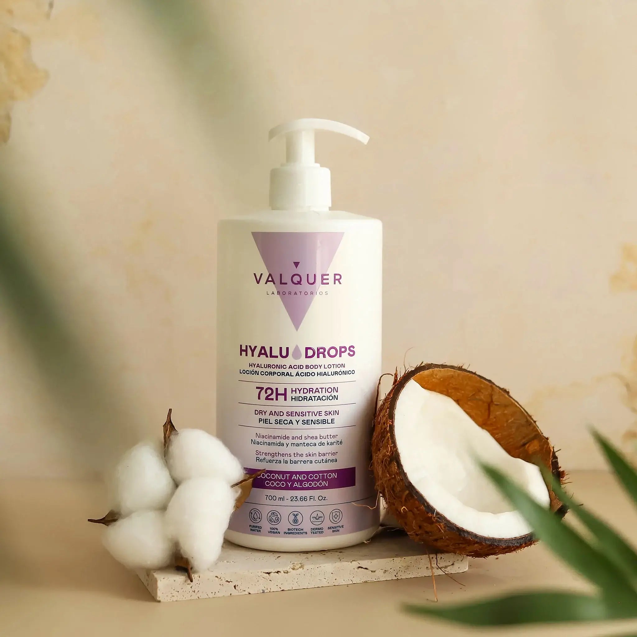 Hyaludrops Loción Corporal Coco y Algodón – Hidratación 72H - 700 ml