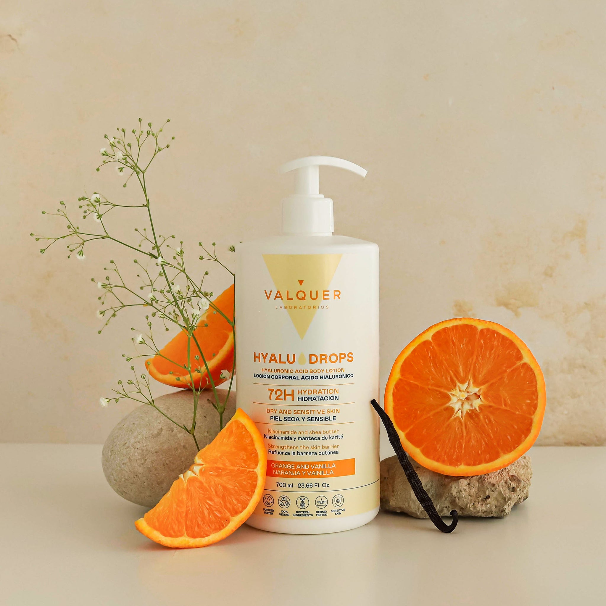 Lait Corps Hyaludrops Orange et Vanille – Hydratation 72H – 700 ml