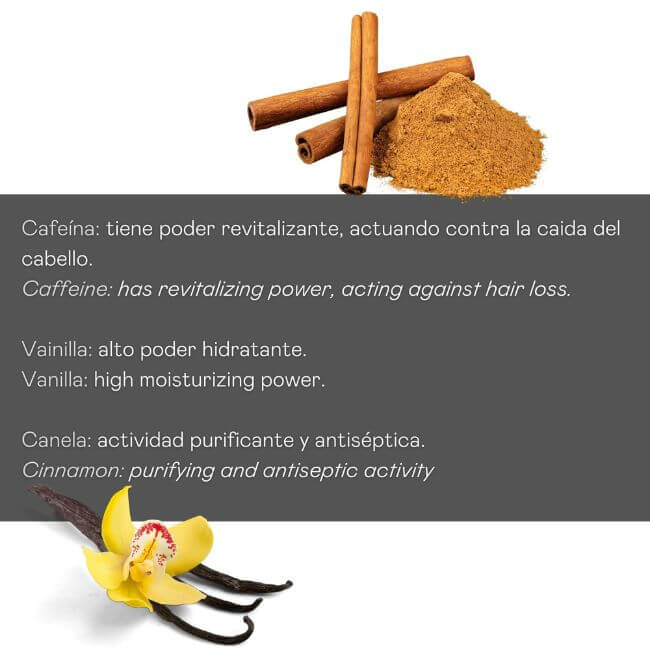 con cafeina, vainilla y canela