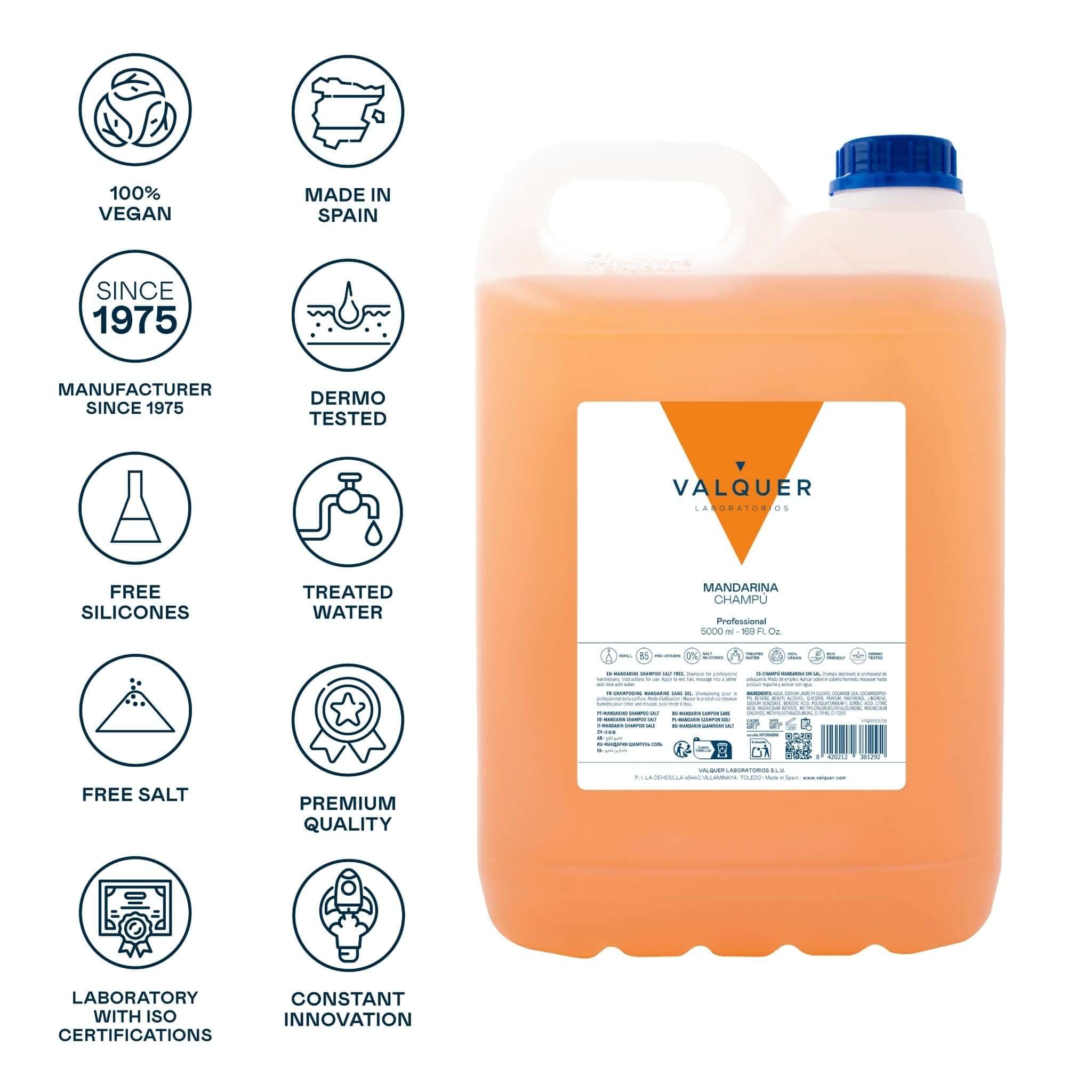 Champú mandarina sin sal con iconos