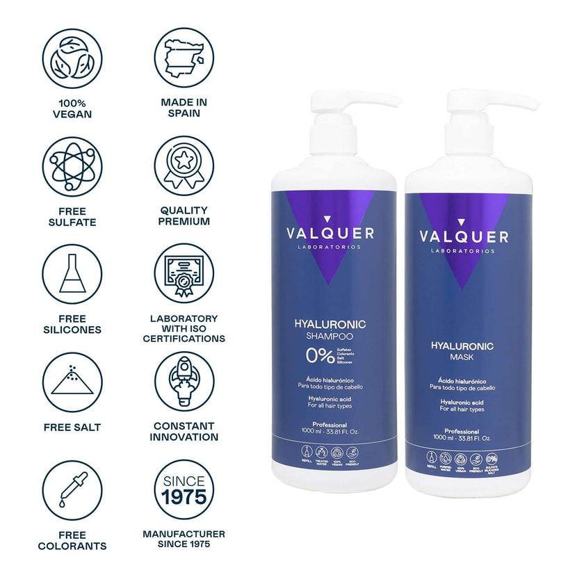 Pack Acide Hyaluronique - Shampoing et Masque Capillaire - 1000 ml + 975 ml