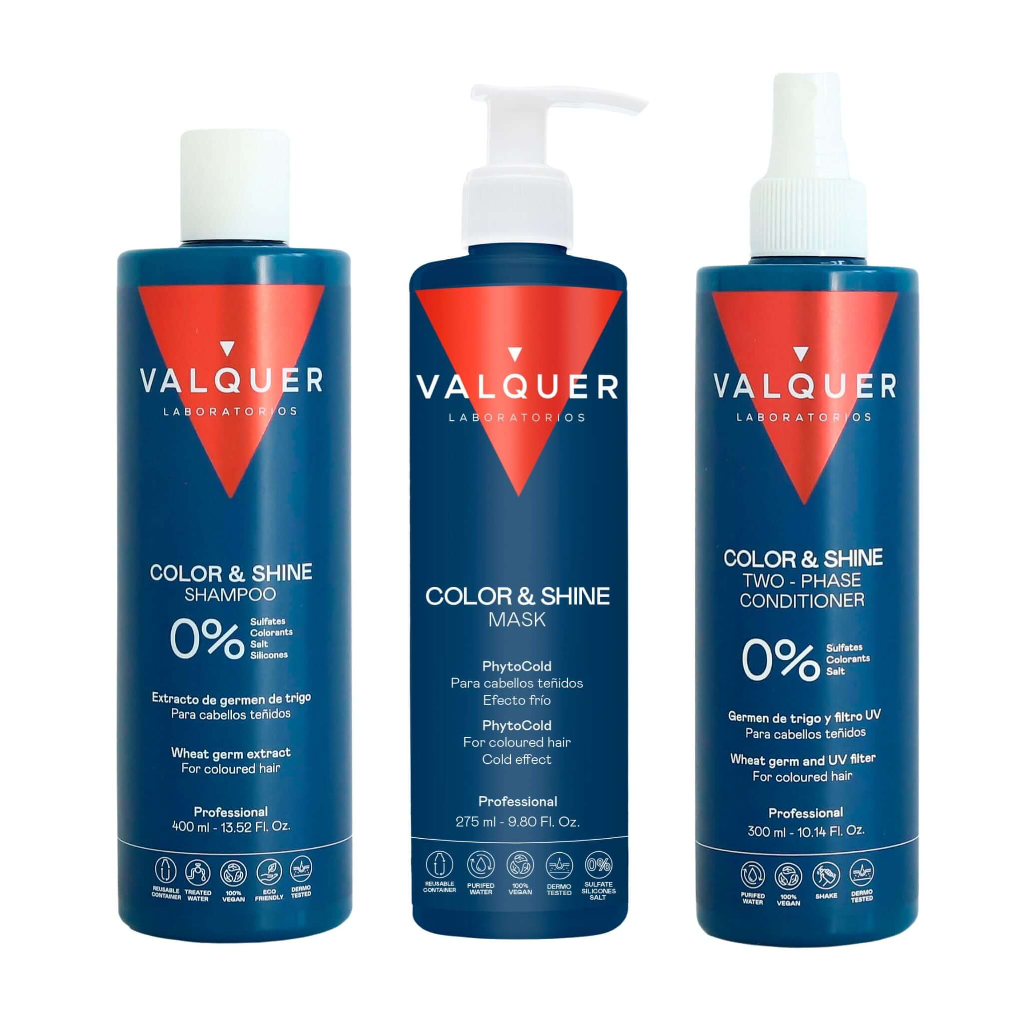 Color and Shine Enhancer Pack for Colored Hair - Shampoo, Mask and Bi-Phase Conditioner - 1000 ml