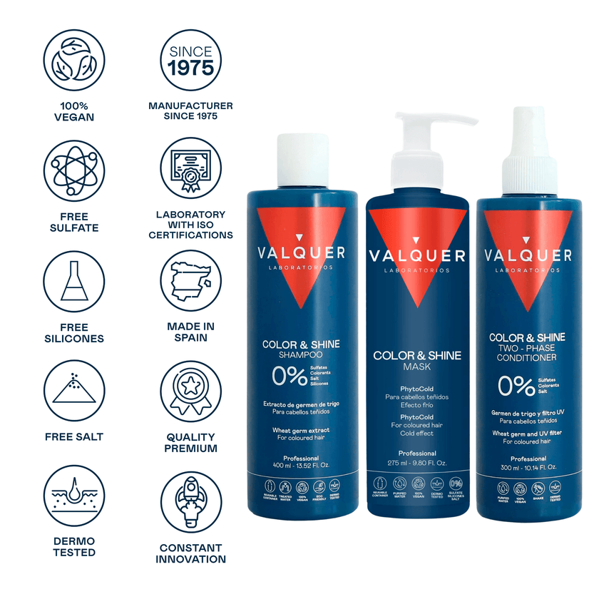 Color and Shine Enhancer Pack for Colored Hair - Shampoo, Mask and Bi-Phase Conditioner - 1000 ml