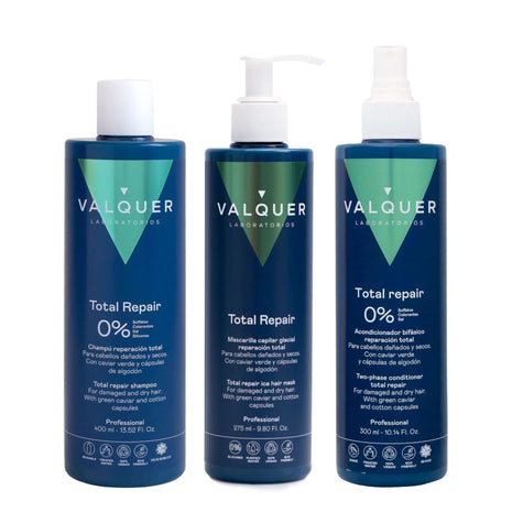 Pack Total Repair para Cabellos Dañados - Champú, Mascarilla y Acondicionador Bifásico - 975 ml