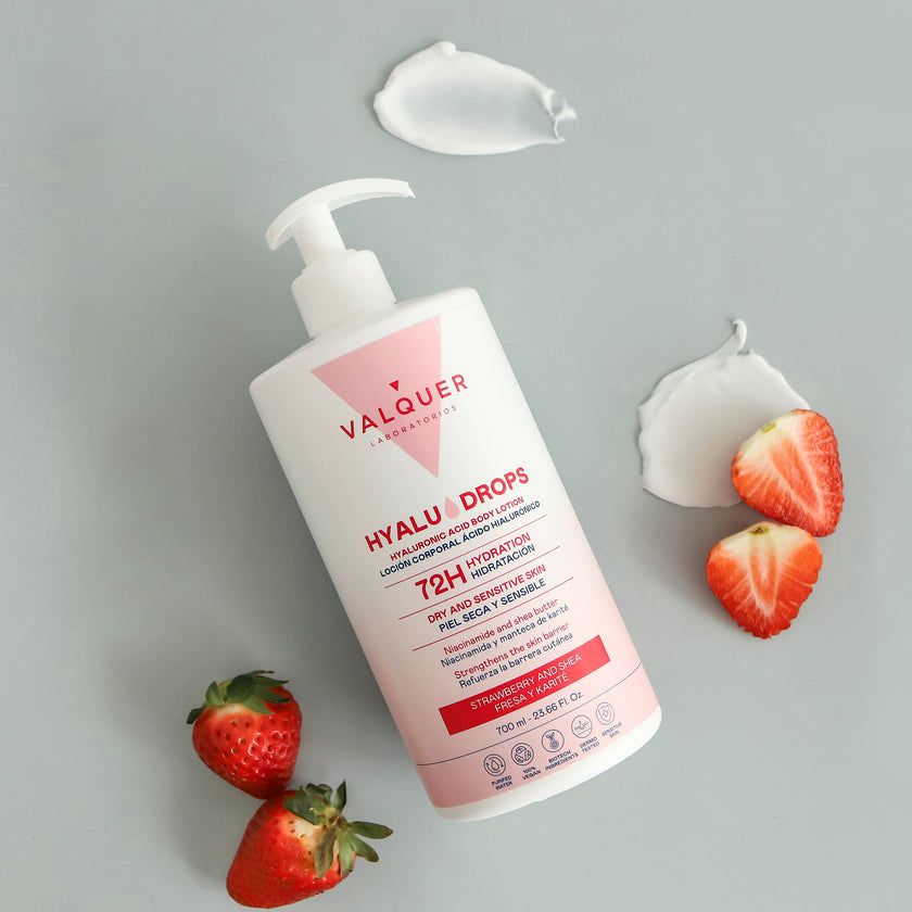 Hyaludrops Loción Corporal Fresa y Karité – Hidratación 72H - 700 ml