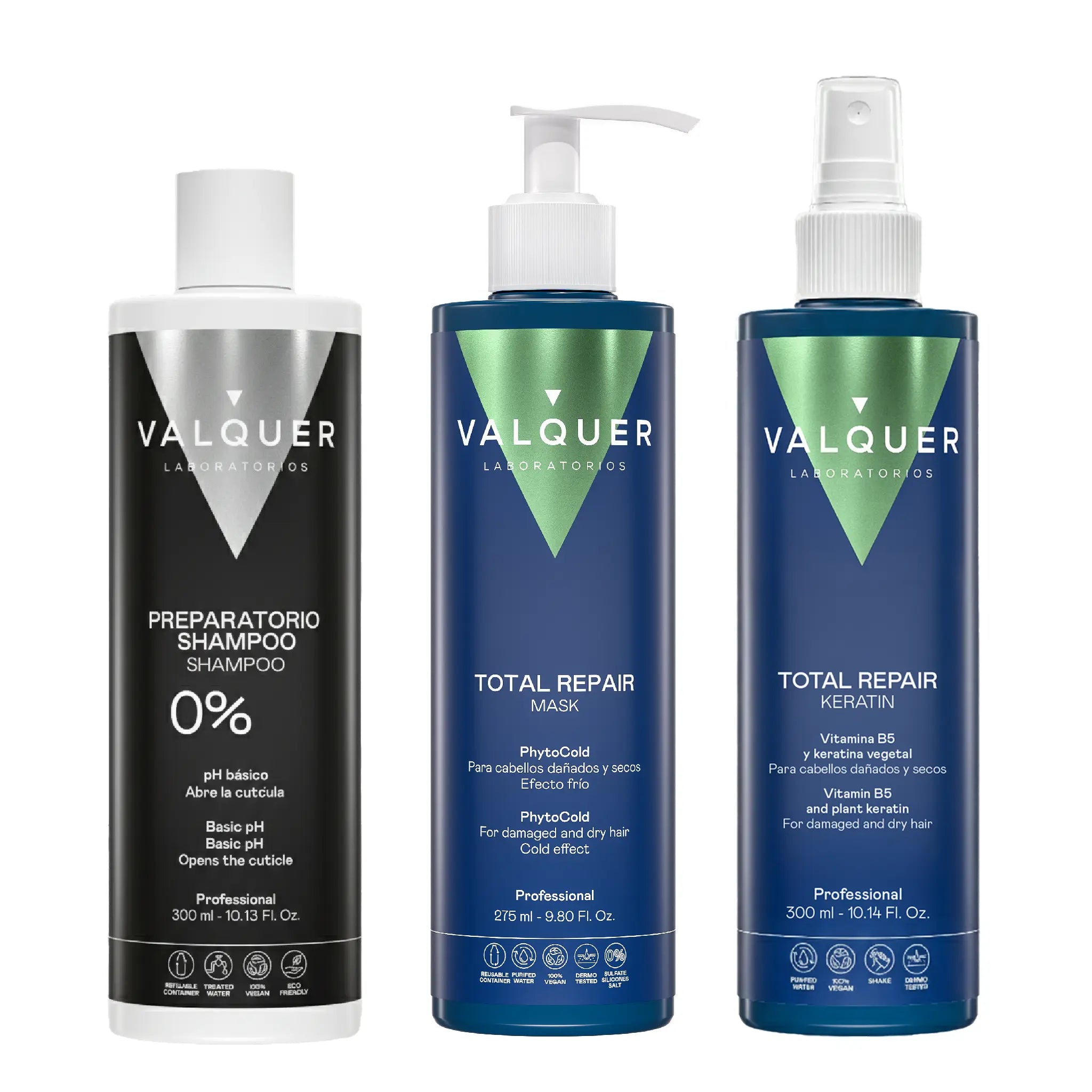Pack froid à la kératine : shampoing, kératine et masque – Valquer®