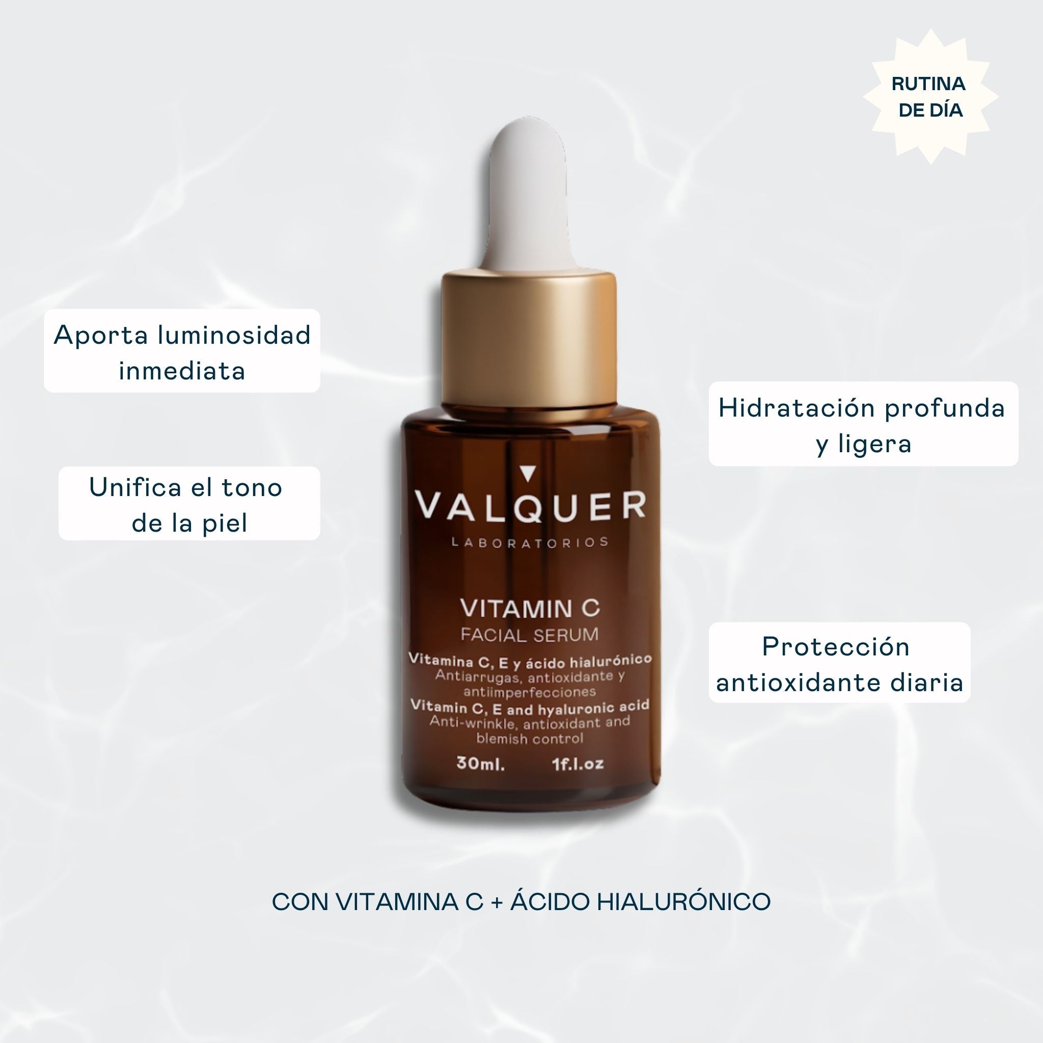 Sérum Facial de Vitamina C & Ácido Hialurónico - 30ml