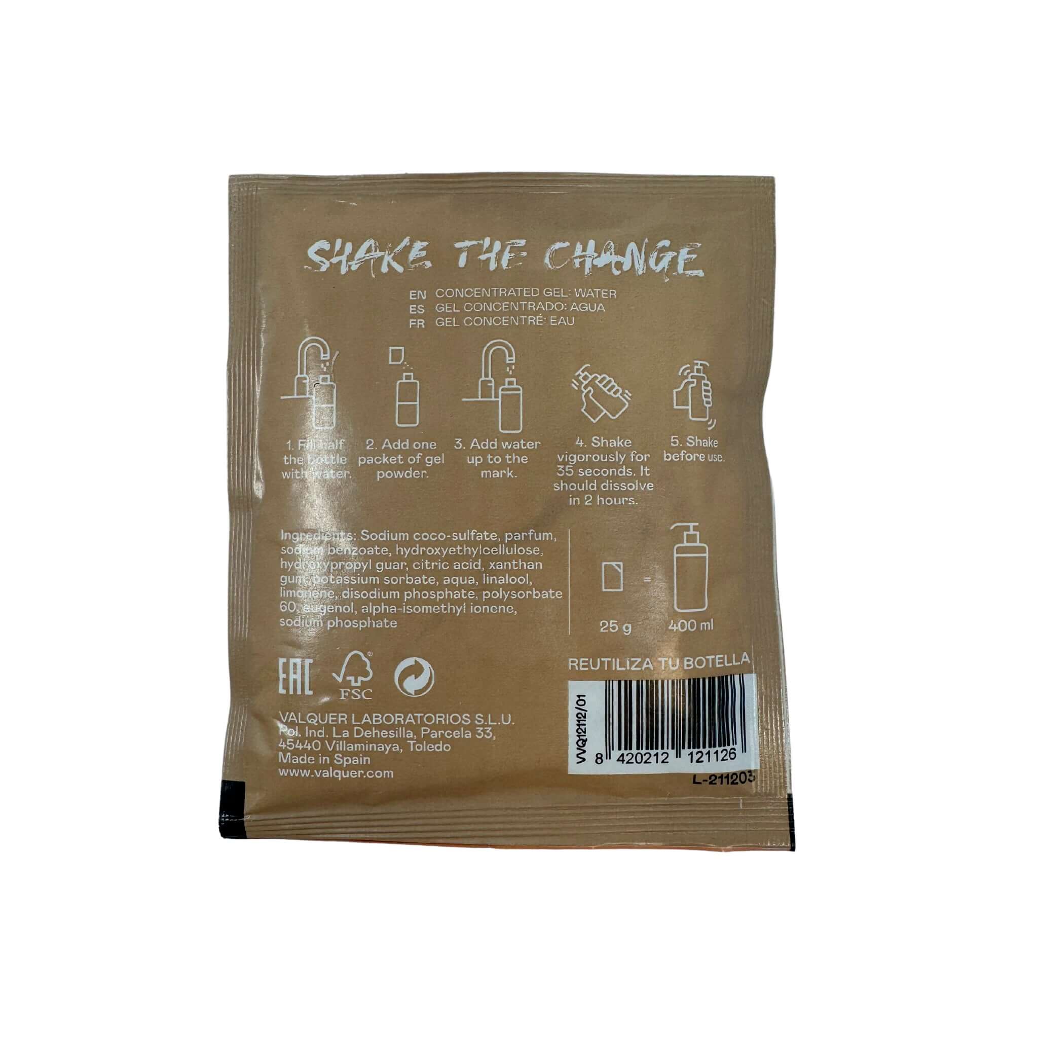 Sachets d'air de 25 gr - Valquer Shake - Gel de bain durable