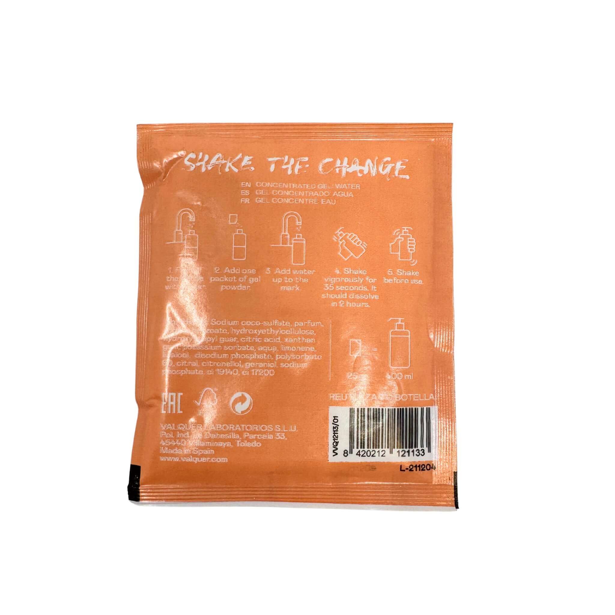 Sachets Fire de 25 gr - Valquer Shake - Gel de bain durable