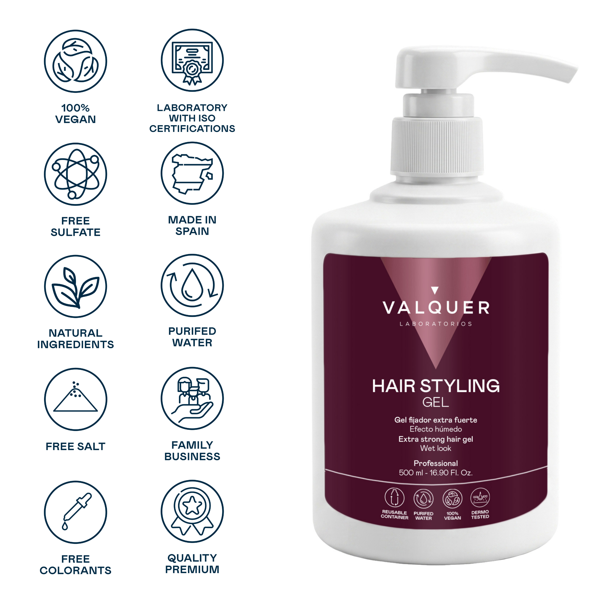 Gel Capilar Fijador Extrafuerte Efecto Mojado y Fijación Duradera – 500 ml