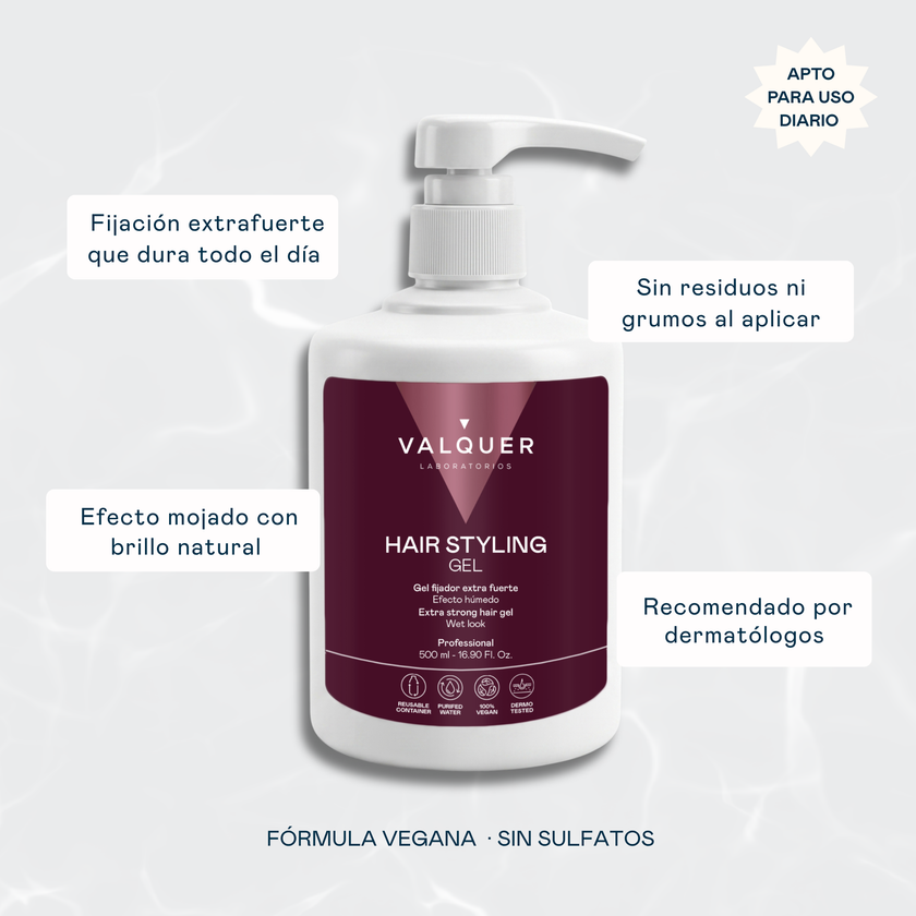 Gel capillaire fixant extra fort effet mouillé et tenue longue durée – 500 ml