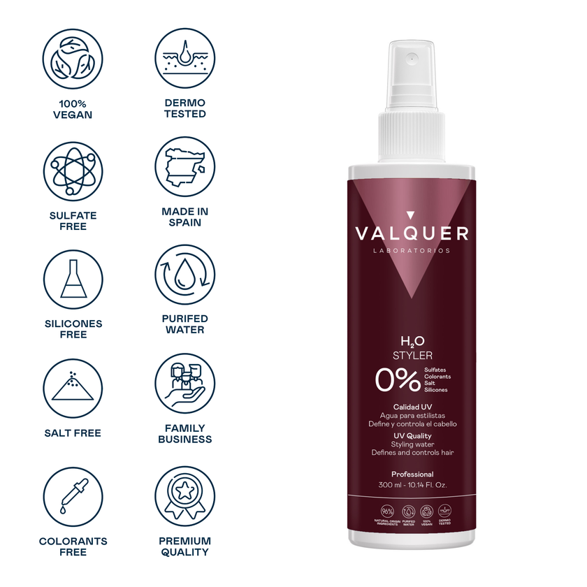 H2O Agua de Peinado para Estilistas - Fijación natural y protección UV - 300 ml