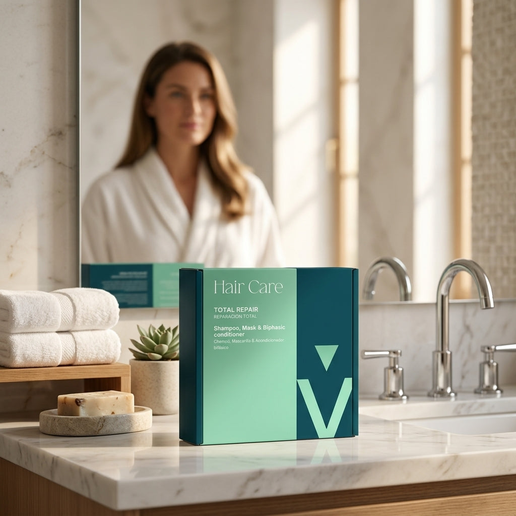 Pack Réparation Totale pour Cheveux Abîmés - Shampoing, Masque et Après-Shampooing Biphasé - 975 ml