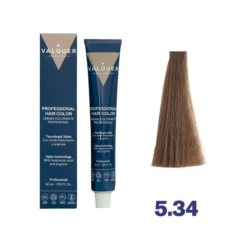 Valquer Laboratorios Pack de 3 Tintes Capilares Permanentes Vplex 5.34 Arena 60ml x 3uds  - Vegano y con Arginina
