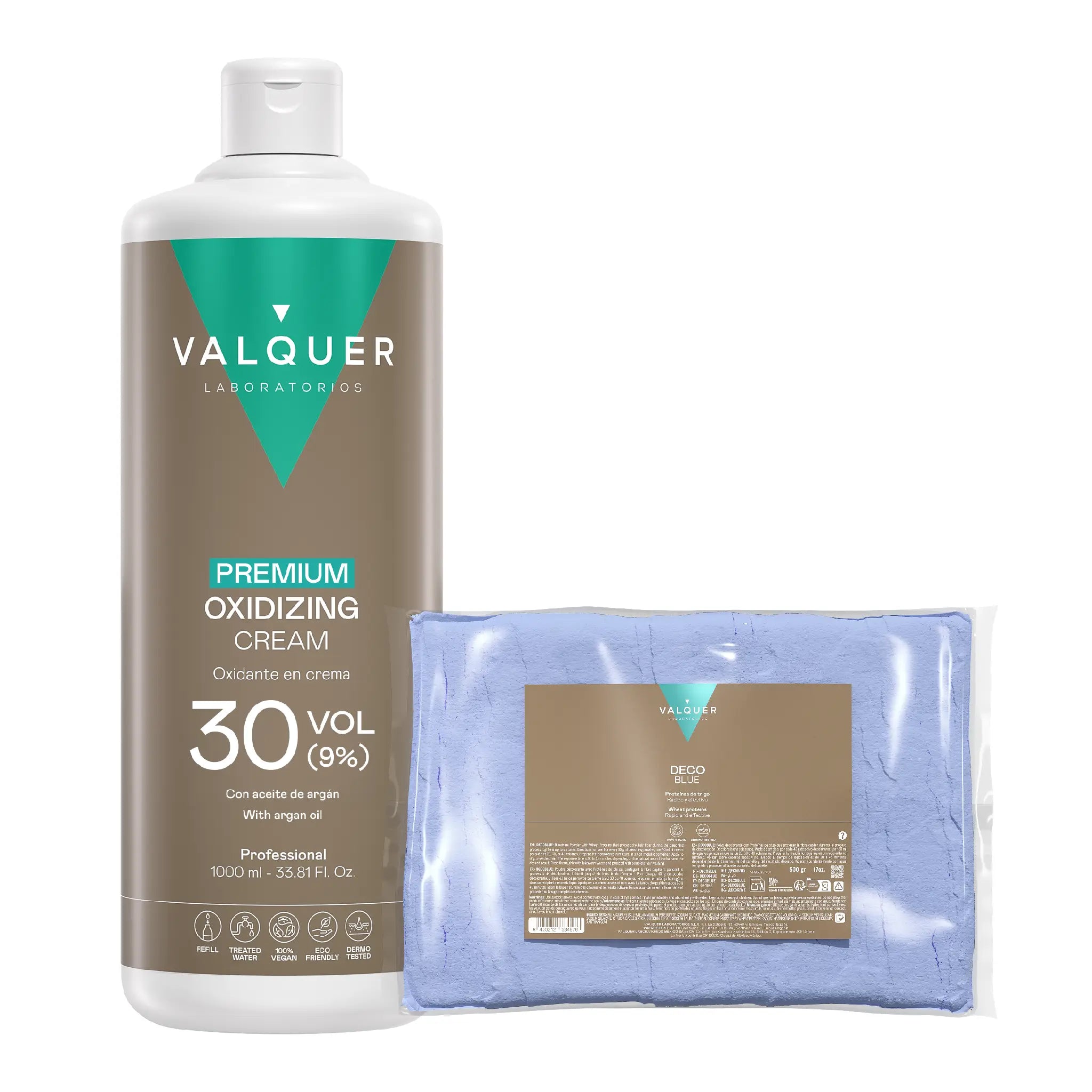 Pack Deco – Oxidante Premium Ultra-Cremoso 30 Vol (9%) 1000 ml + Decoblue Polvos Decolorantes