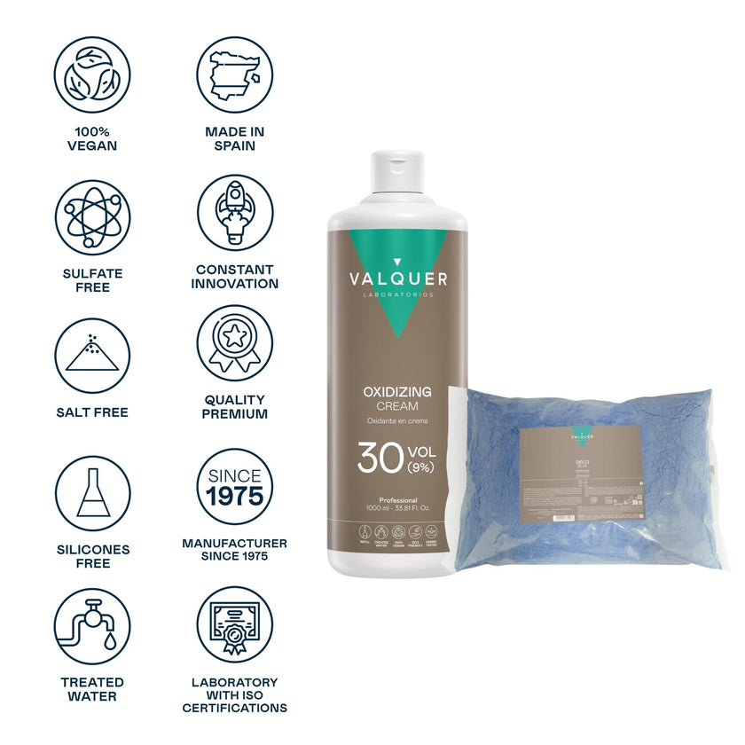 Pack décoloration des cheveux Déco poudre + Oxygéné 30 vol