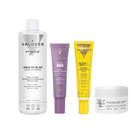 Pack Agua Micelar + Retinal + Invisible Protection + Crema Colágeno - Limpieza, Renovación e Hidratación con Protección Solar