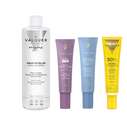 Pack Agua Micelar + Plump + Retinal + Invisible Protection - Limpieza, Nutrición y Protección Solar