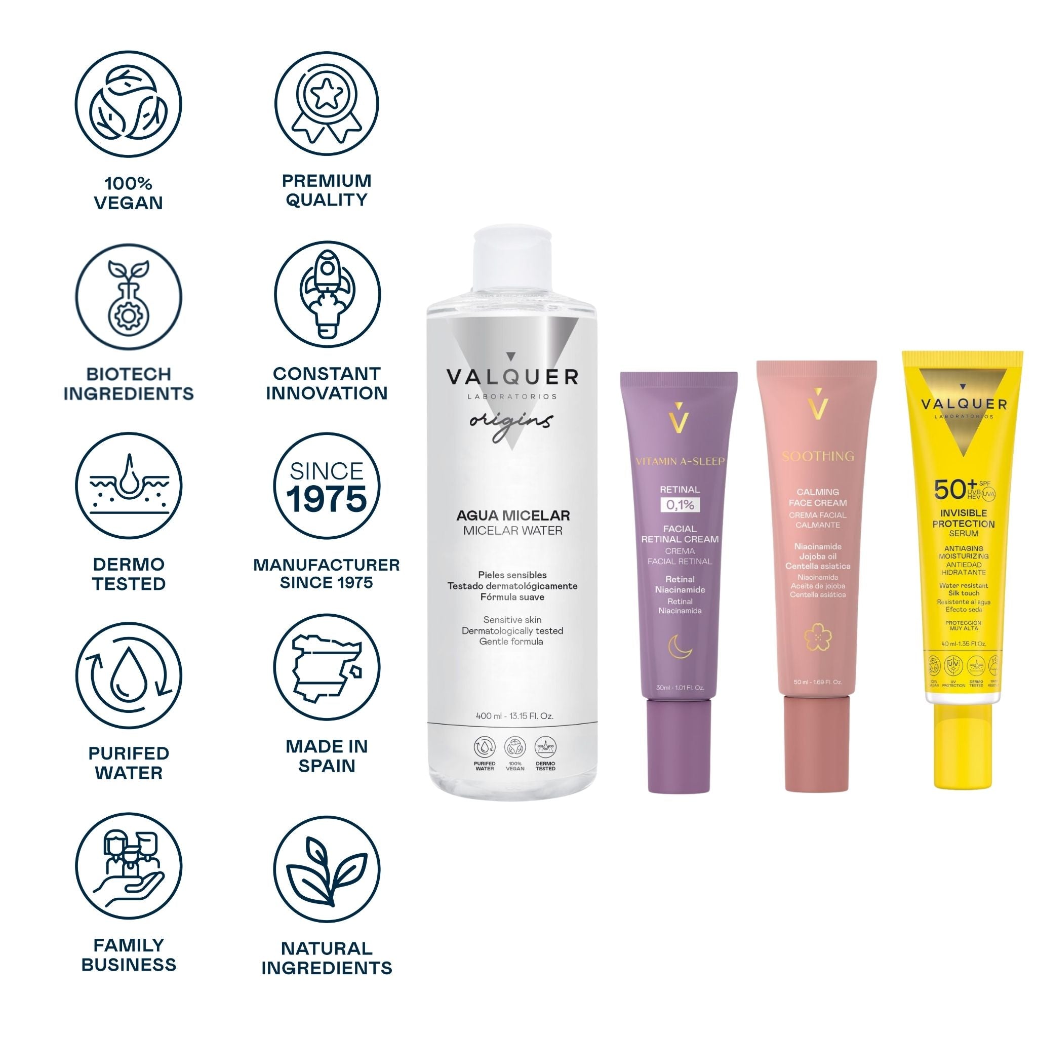 Pack Agua Micelar + Soothing + Retinal + Invisible Protection - Limpieza, Calma, Reparación y Protección Solar