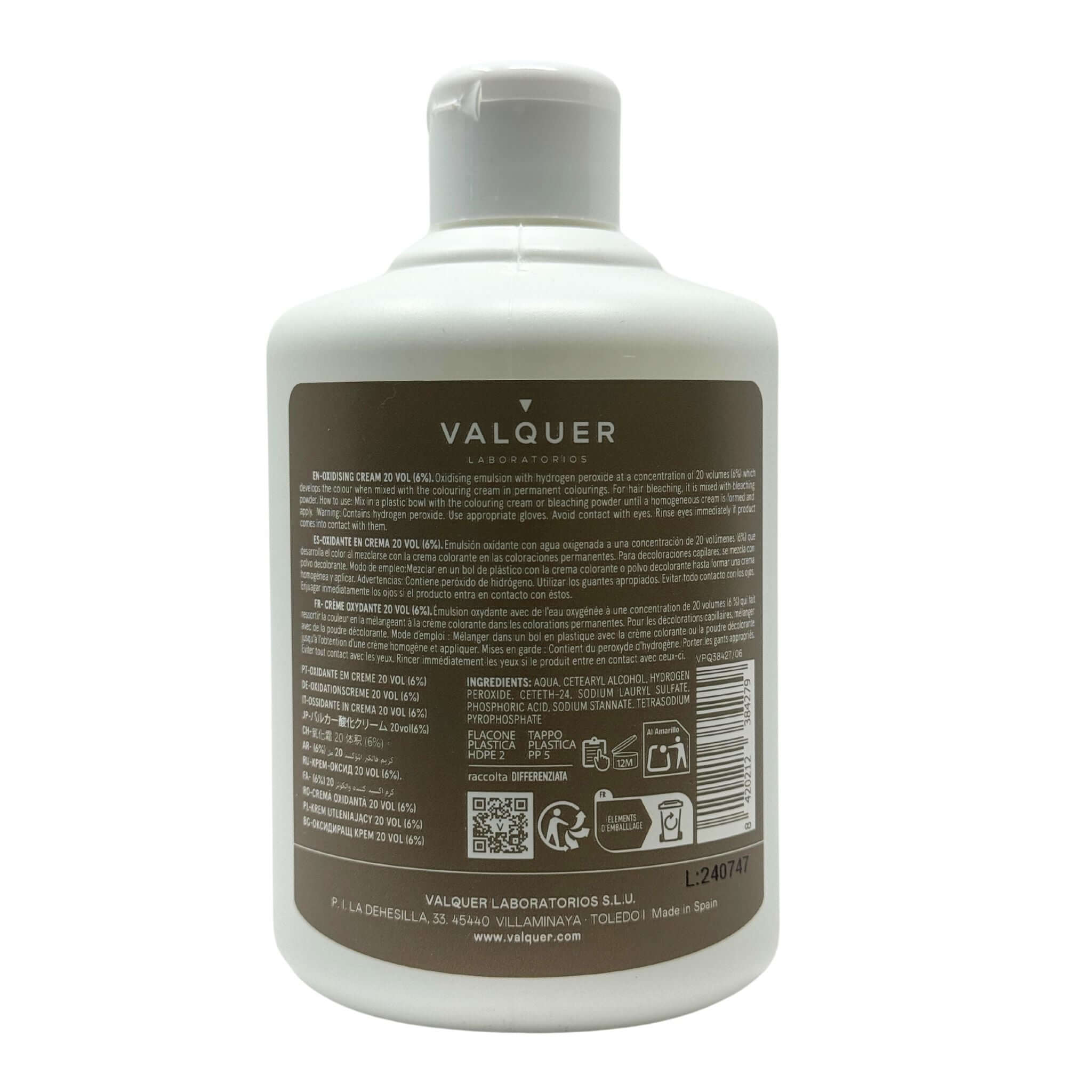 Agua Oxigenada 20 vol (6 %)etiqueta