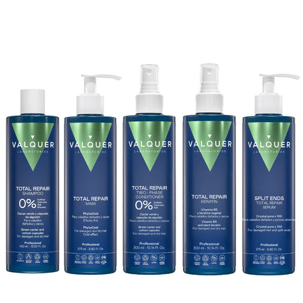 Pack Reparación Capilar Intensiva – Champú + Mascarilla + Acondicionador + Keratina + Sérum Puntas Abiertas