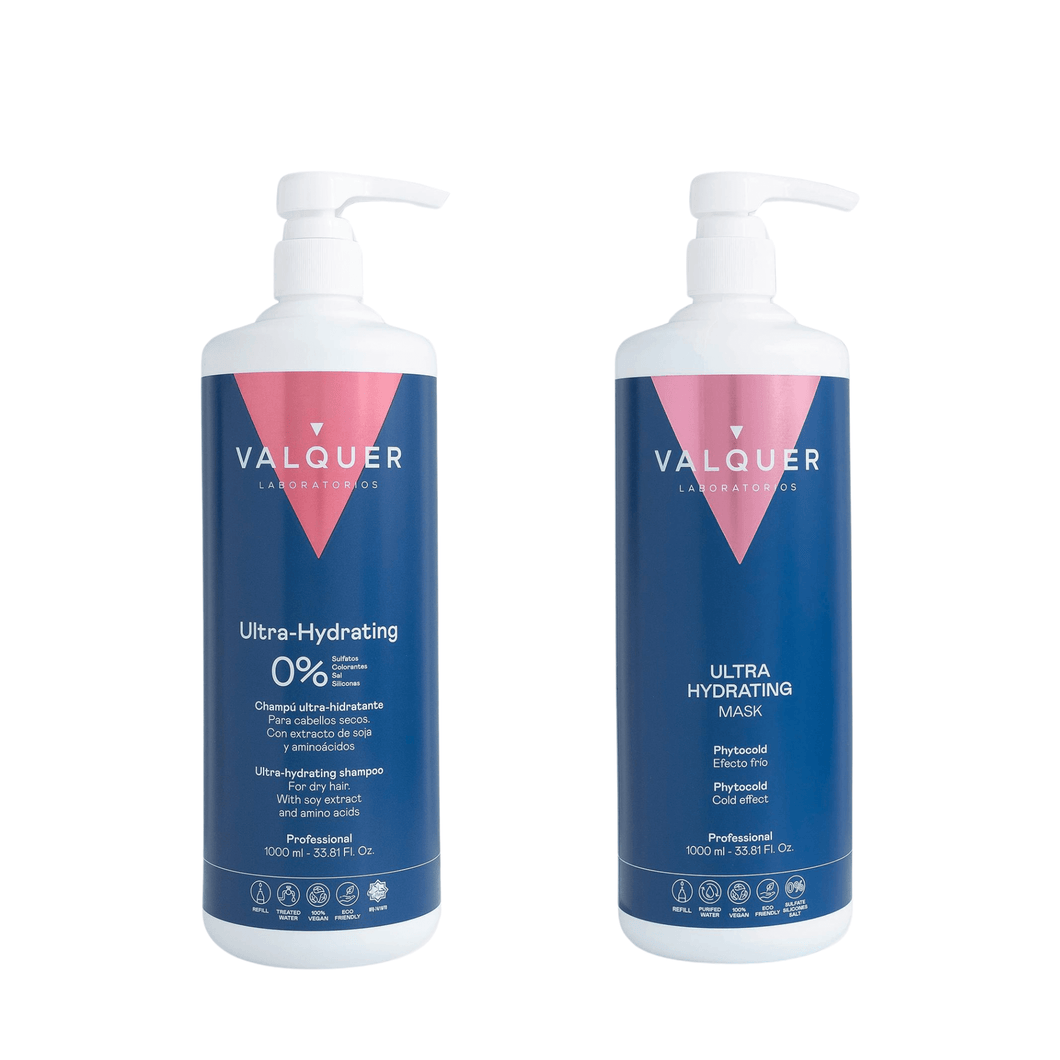 Pack Shampoing Ultra-hydratant et Masque Effet Froid pour Cheveux Secs - 1L