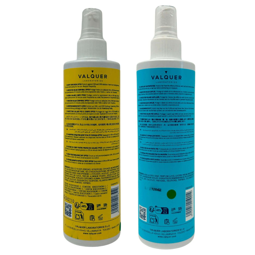 Etiqueta Pack Protector Solar Corporal SPF 50 y Protector Solar Capilar