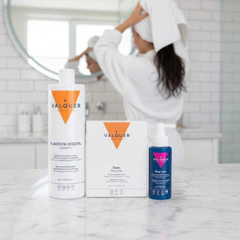Pack Anticaída Total – Placenta Vegetal Champú + Ampollas + Shock ADN Molecular - 780 ml
