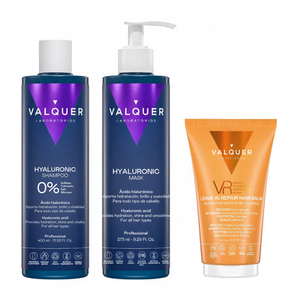 Soin hydratant pour cheveux à l'acide hyaluronique – Shampoing + Masque + VR