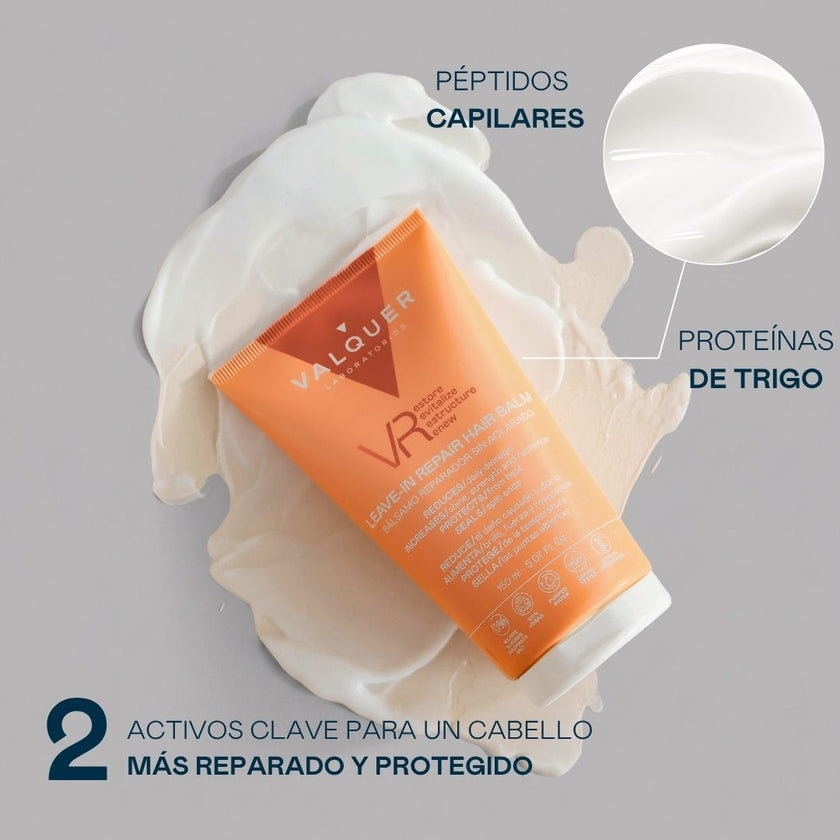 Bálsamo reparador VR de Valquer con péptidos capilares y proteínas de trigo para un cabello más reparado y protegido