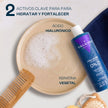 Textura del champú Hyaluronic Valquer con sus 2 activos clave para hidratar y fortalecer: ácido hialurónico y keratina vegetal