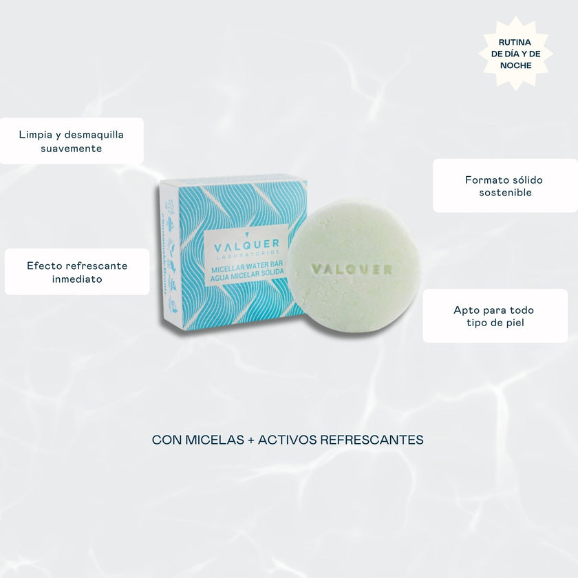 Beneficios del agua micelar sólida Ice: limpia suavemente, tonifica, nutre la piel y aporta flexibilidad y tersura