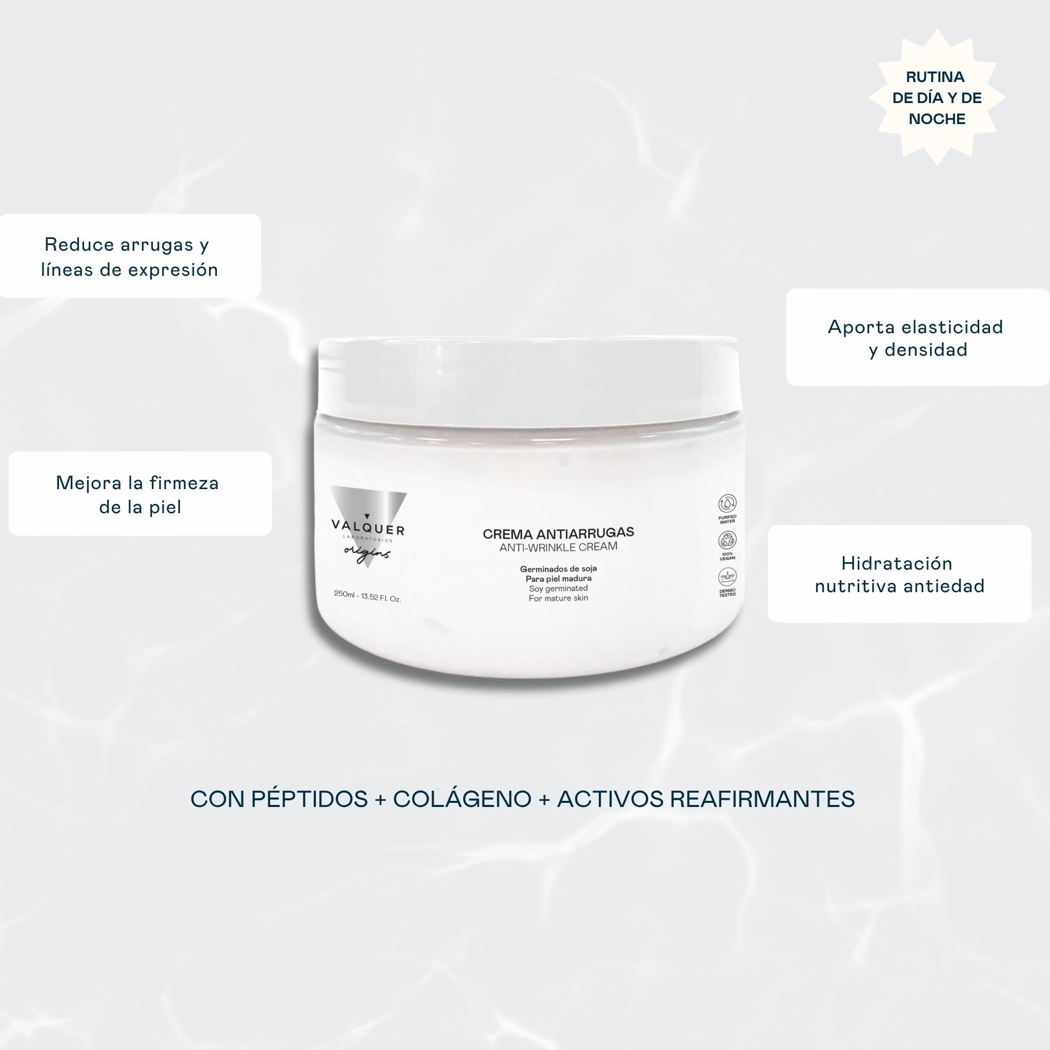 Beneficios de la crema facial antiarrugas: ayuda a reducir arrugas y líneas de expresión, mejora la firmeza y elasticidad y revitaliza la piel madura