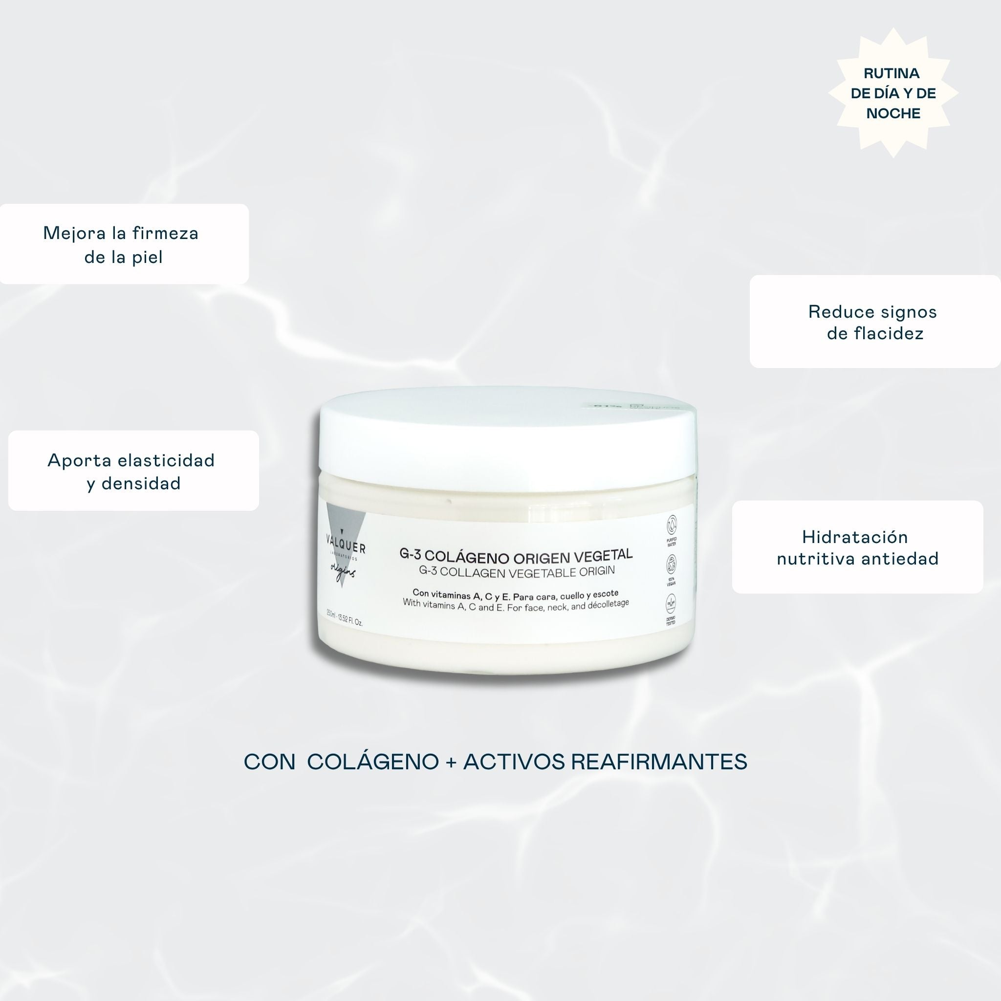 Beneficios de la crema facial G-3 Colágeno: hidrata en profundidad, mejora firmeza y elasticidad y ayuda a reducir arrugas y líneas de expresión