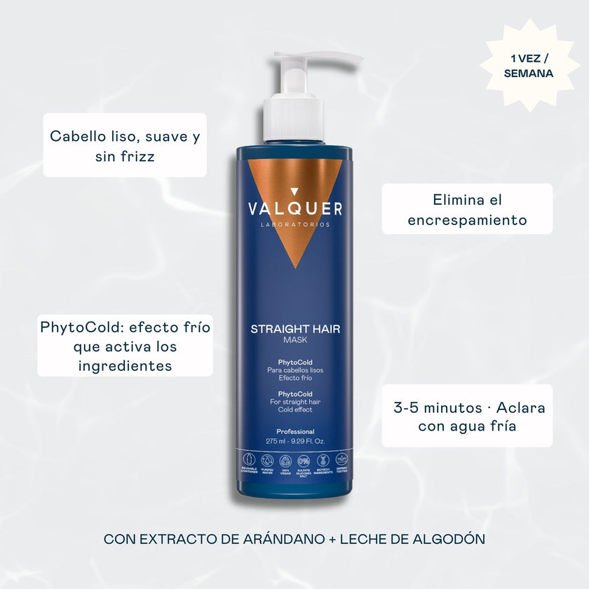 Beneficios de la Mascarilla Cabello Liso efecto frío de Valquer para un cabello liso, suave y sin frizz