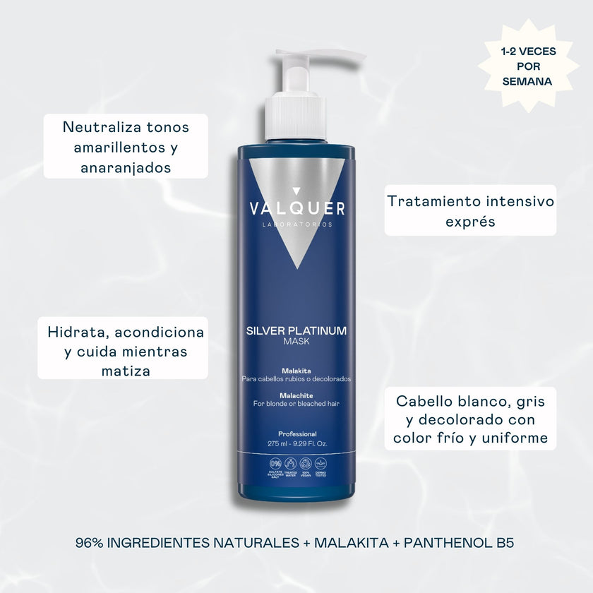 Beneficios de la Mascarilla Silver Platinum efecto frío de Valquer para neutralizar tonos amarillentos y anaranjados