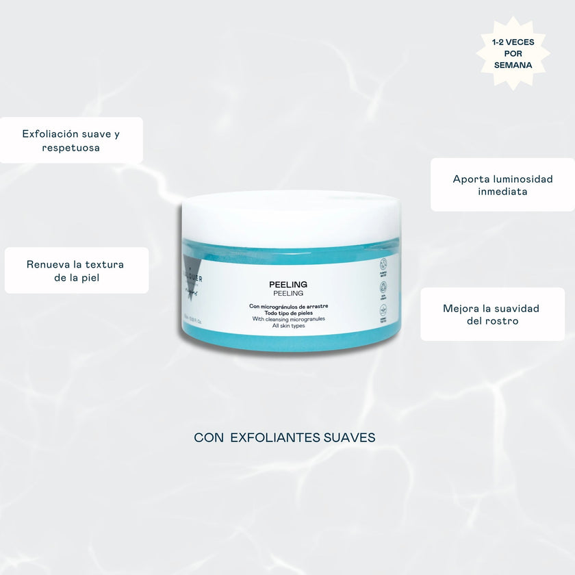Beneficios del peeling facial exfoliante suave: elimina células muertas e impurezas, renueva la piel y mejora la absorción de tratamientos posteriores