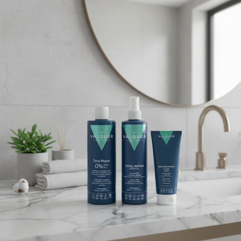 Pack Reparador Capilar – Champú Reparador, Mascarilla de Oliva y Keratina Vegana