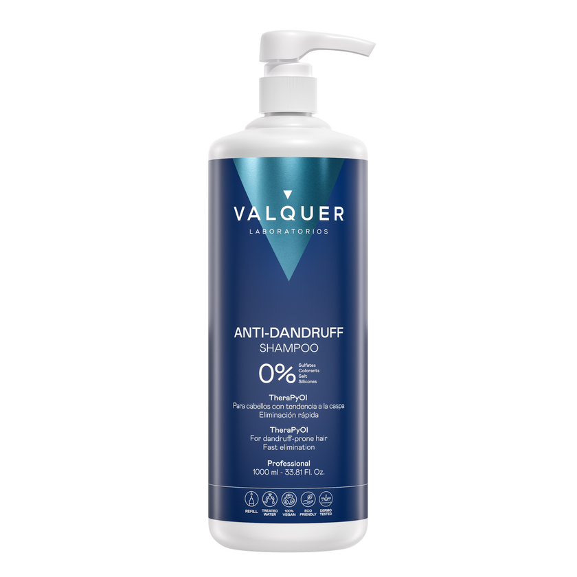 Packshot del champú anticaspa Valquer 1000 ml, profesional, para cabello con tendencia a la caspa
