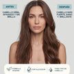 Antes y después del champú con biotina de Valquer: cabello débil y sin brillo frente a cabello más fuerte y brillante